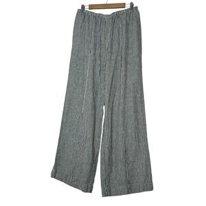 A New Day Wide Leg Pants‎ Womens Linen & Rayon Blend Elastic Waist Relaxed